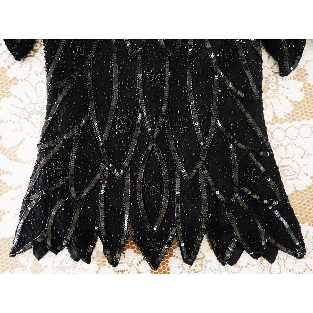 Vintage Black Sequined Blouse size Medium - Picture 4 of 8
